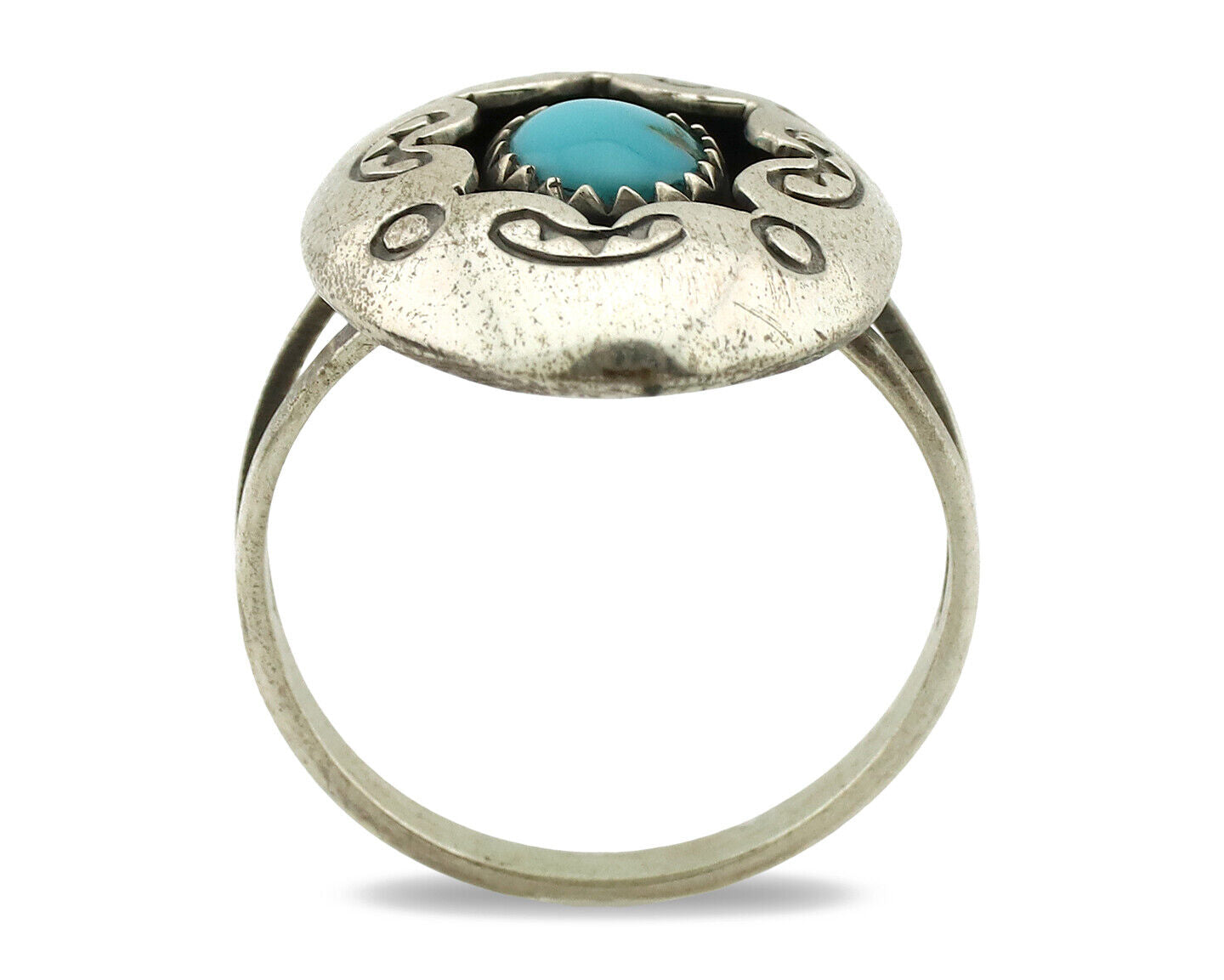 Navajo Ring .925 Silver Sleeping Beauty Turquoise Signed CP C.80's
