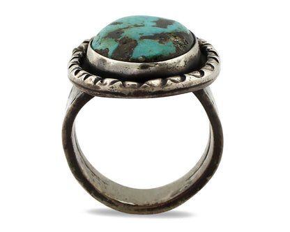 Navajo Ring 925 Silver Bisbee Turquoise Native American Artist C.1980's