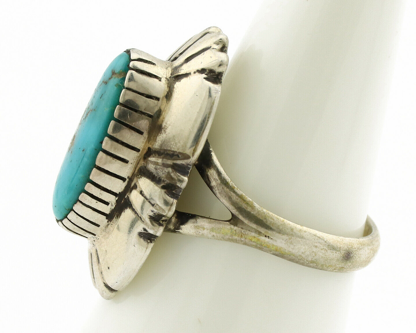 Navajo Ring .925 Silver Blue Turquoise Signed M Montoya C.80's