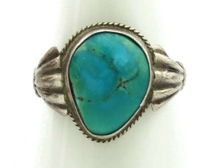Navajo Ring .925 Silver Kingman Turquoise Native American Artist C.1980's