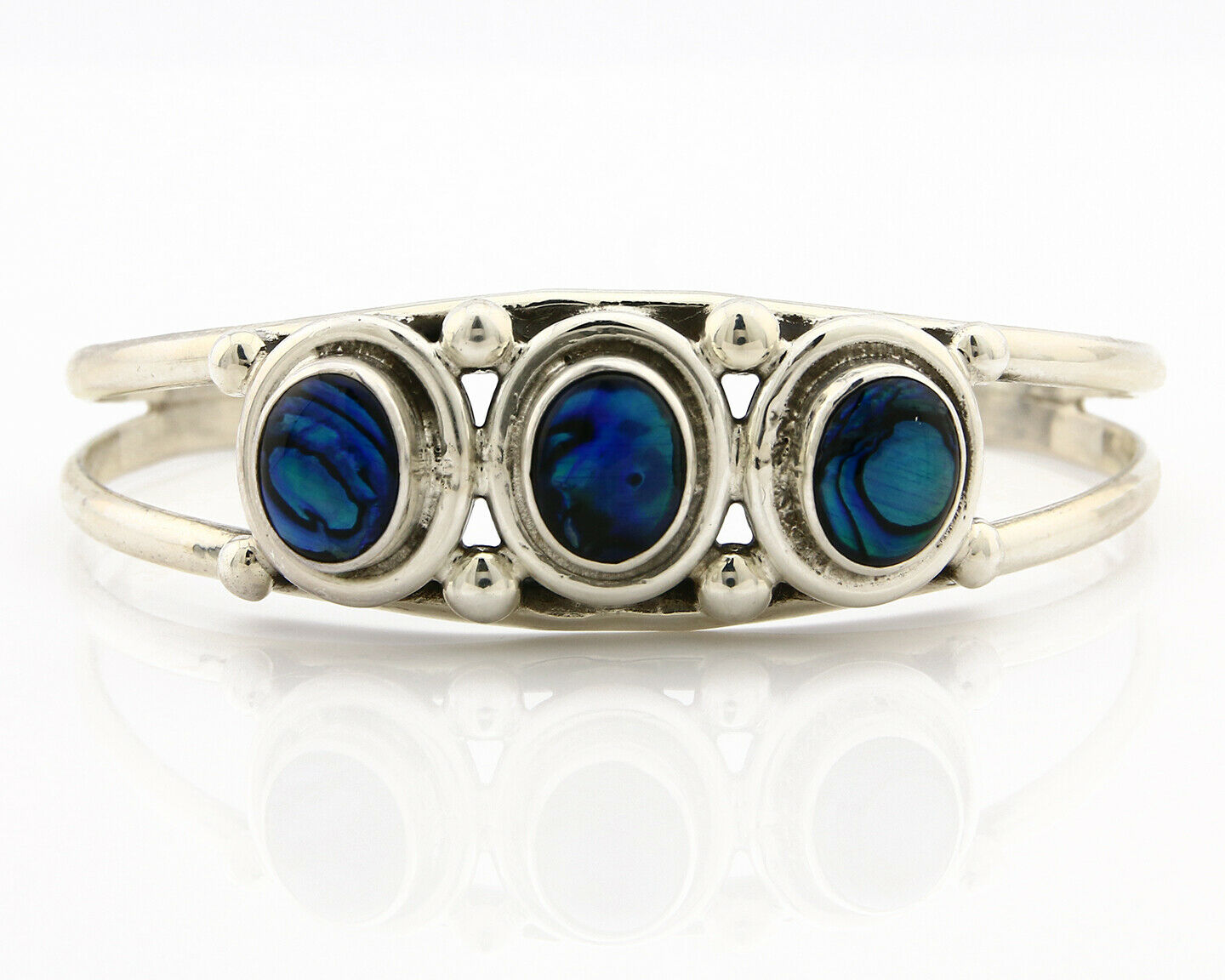 Navajo Bracelet .925 Silver Natural Mother of Pearl Handmade Native Artist C80's