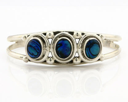 Navajo Bracelet .925 Silver Natural Mother of Pearl Handmade Native Artist C80's