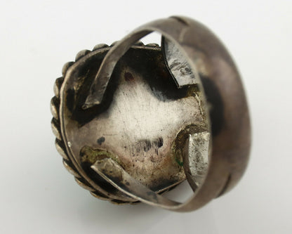 Navajo Ring .925 Silver Kingman Turquoise Native C.1980's Size 3.5