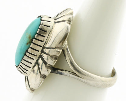 Navajo Ring .925 Silver Natural Mined Turquoise Artist Signed M Montoya C.80's
