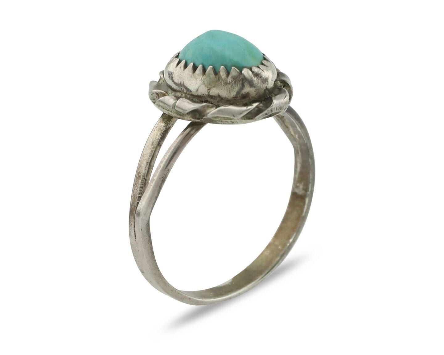 Navajo Handmade Ring .925 Silver Kingman Turquoise Native Artist C.80's