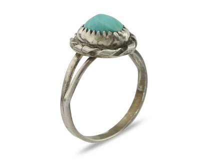 Navajo Handmade Ring .925 Silver Kingman Turquoise Native Artist C.80's