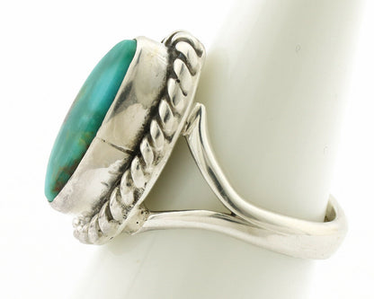 Navajo Ring .925 Silver Natural Mined Turquoise Artist Signed Gecko C.80's