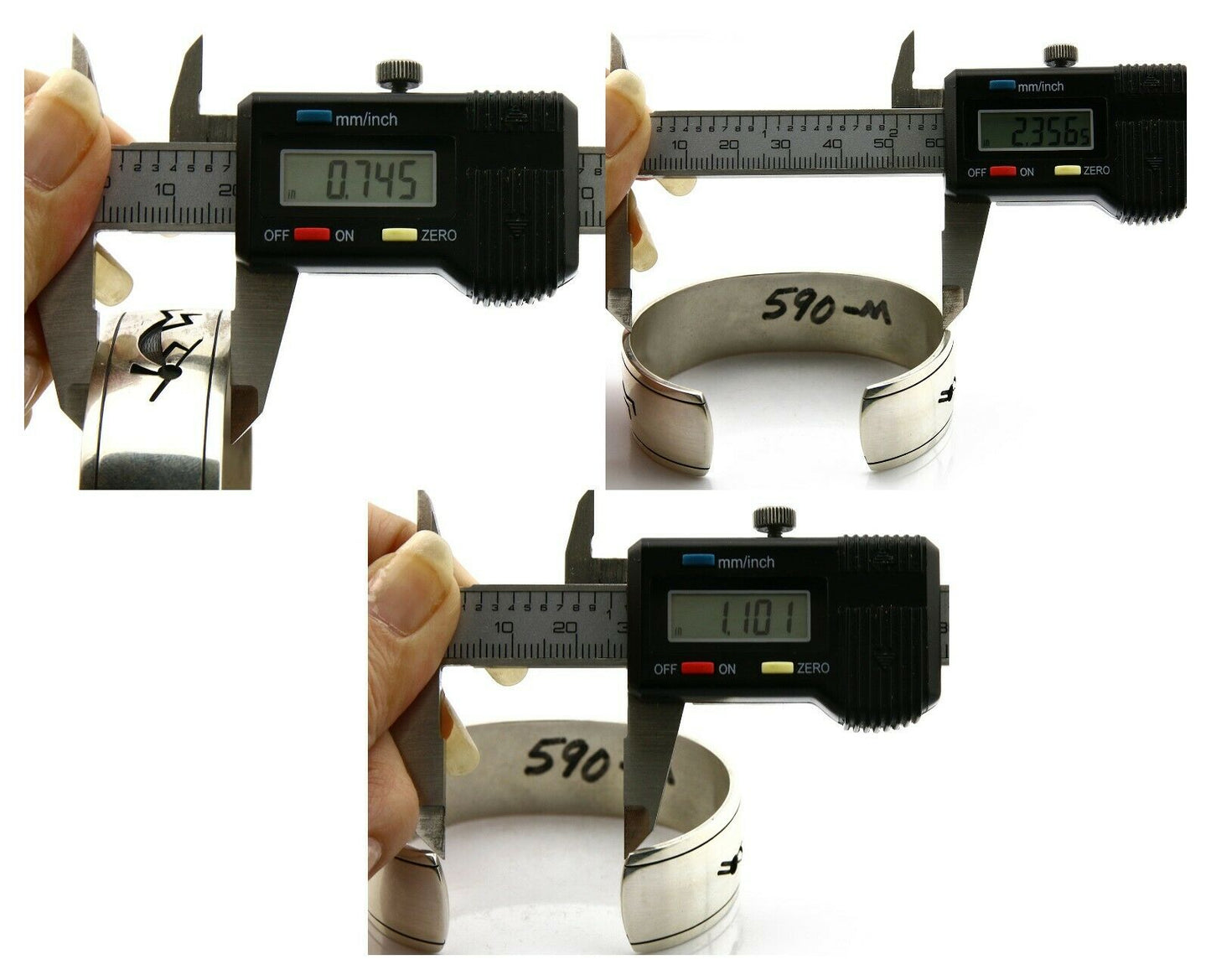 Hopi Bracelet .925 Silver Signed Artist Nathan Fred Jr 1980's