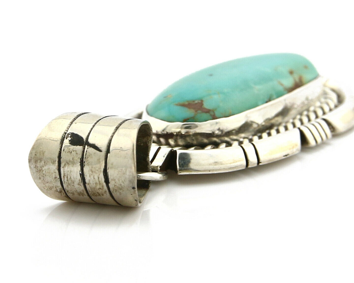 Navajo Pendant Turquoise Mountain .925 Silver Signed JJP C.80's