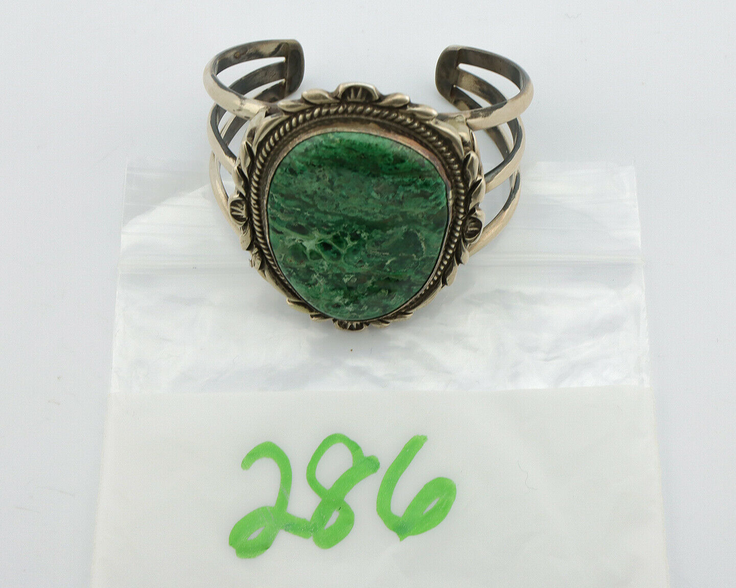 Navajo Bracelet 925 Silver Gem Grade Natural Azurite Native American Artist C80s