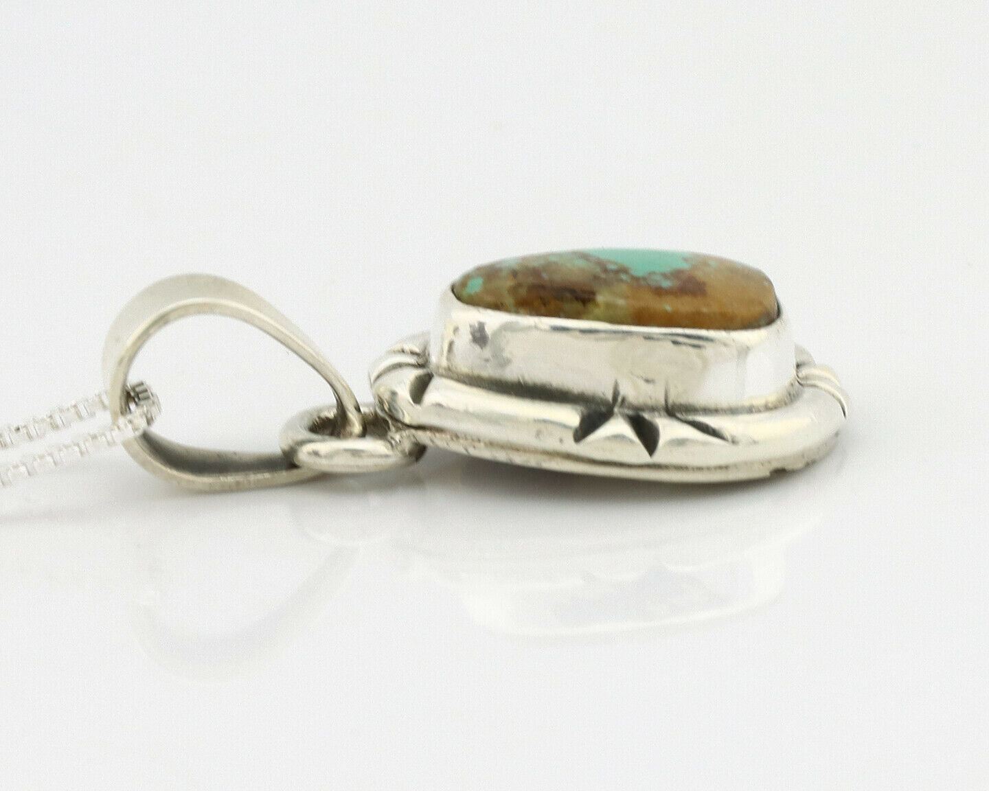 Navajo Necklace .925 Silver Kingman Turquoise Signed Gecko C.1980's