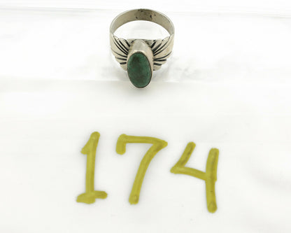 Navajo Ring .925 Silver Kingman Turquoise Artist Signed Apache C.80's