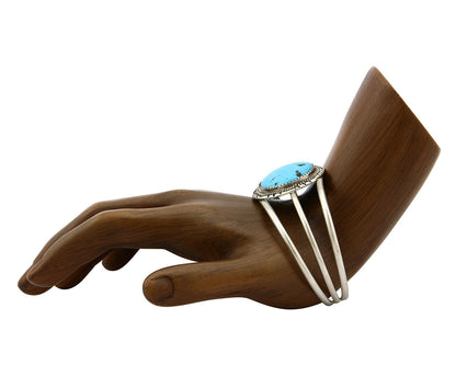 Navajo Bracelet .925 Silver Turquoise Mountain Native Cuff C.80's
