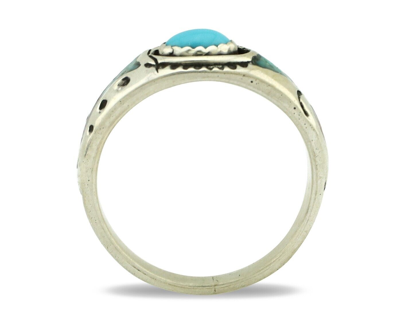 Navajo Handmade Ring 925 Silver Blue Turquoise & Coral Native American C.80's