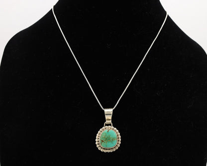Navajo Necklace .925 Silver Kingman Turquoise Native American Signed C.1980's