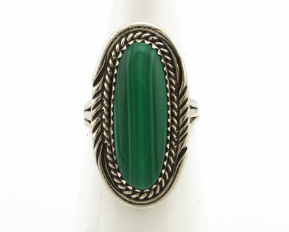 Navajo Ring 925 Silver Natural Malachite Artist Signed William Denetdale C.80's