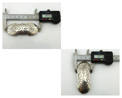 Navajo Hair Clip Barrette .925 Silver Hand Stamped Artist Signed C Montoya C80s