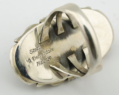 Navajo Ring 925 Silver Natural Lapis Lazuli Artist Signed William Denetdale C80s