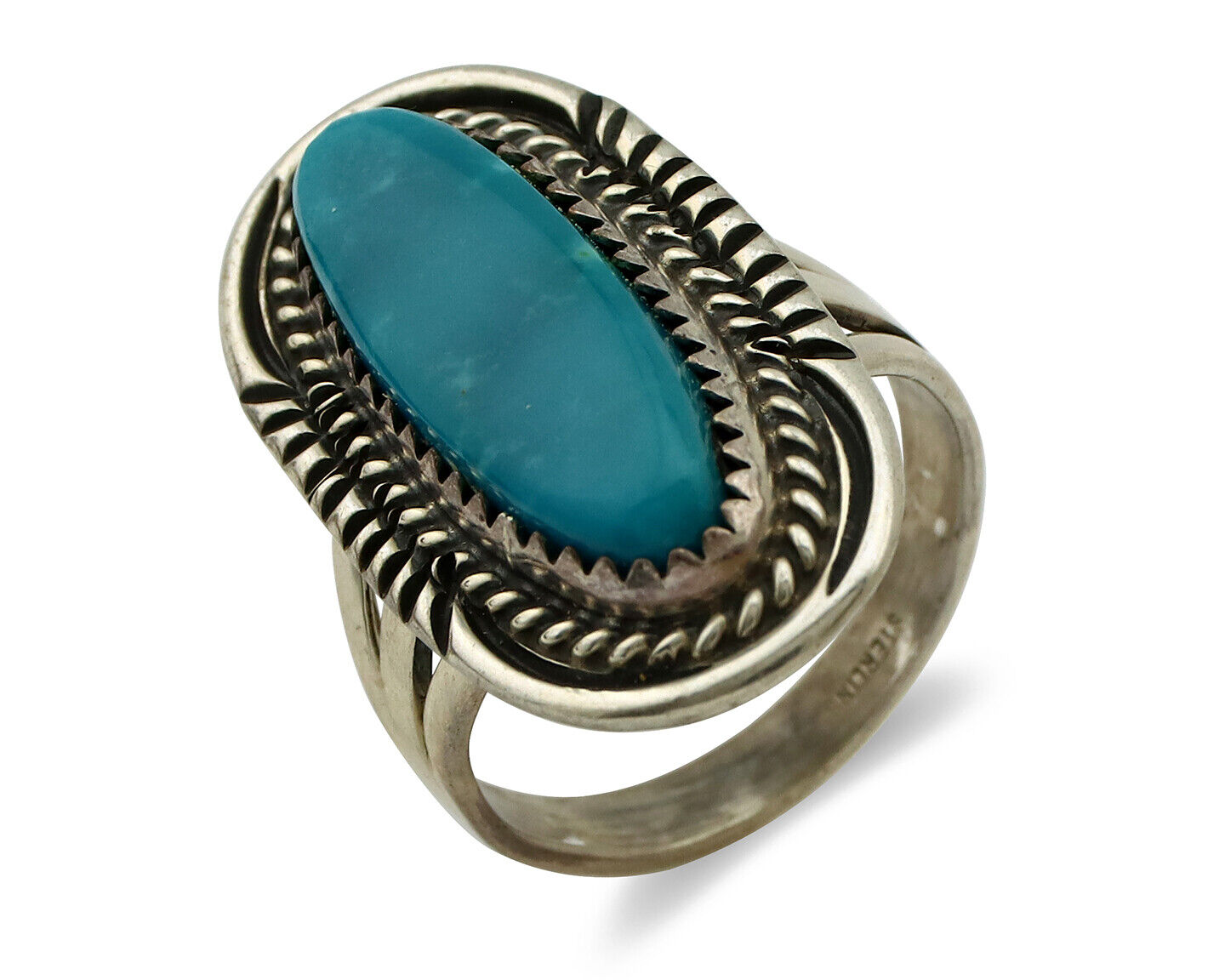 Navajo Ring 925 Silver Turquoise Mountain Artist Signed M Begay C.80's