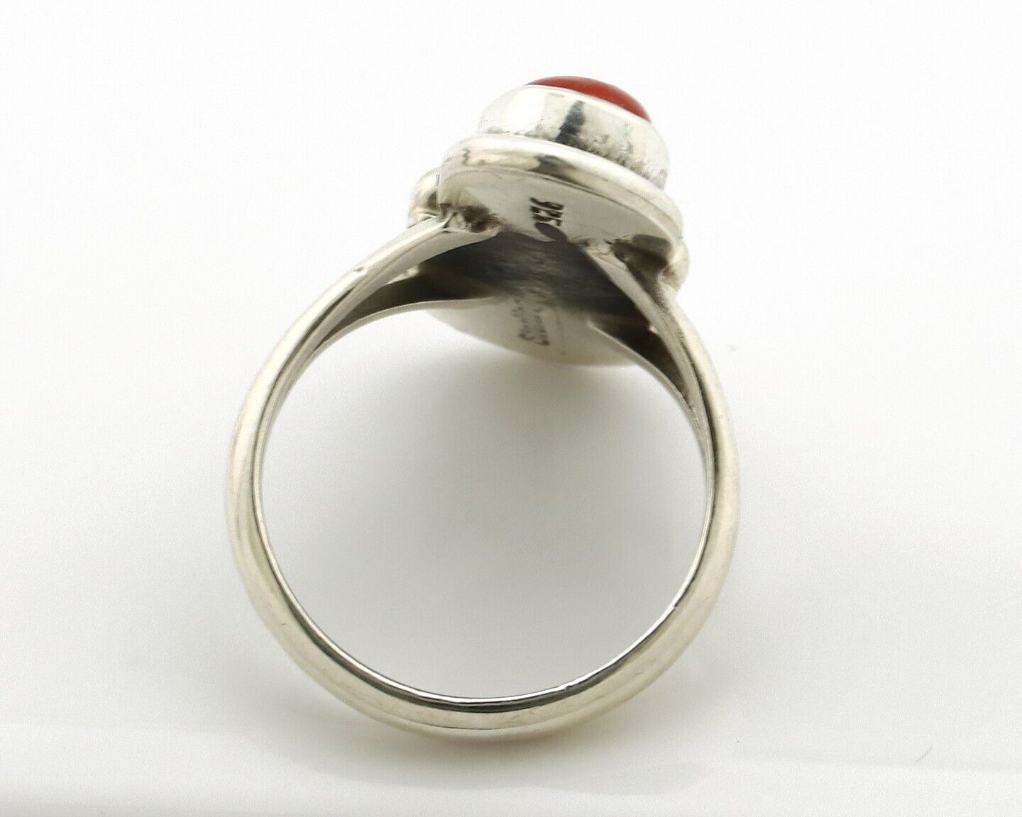 Navajo Handmade Ring 925 Silver Coral & Turquoise Native American Artist C.80's