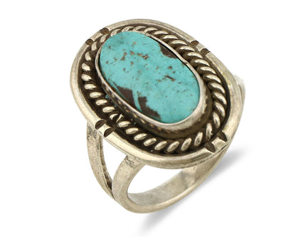 Navajo Ring .925 Silver Blue Turquoise Native American Artist C.1980's