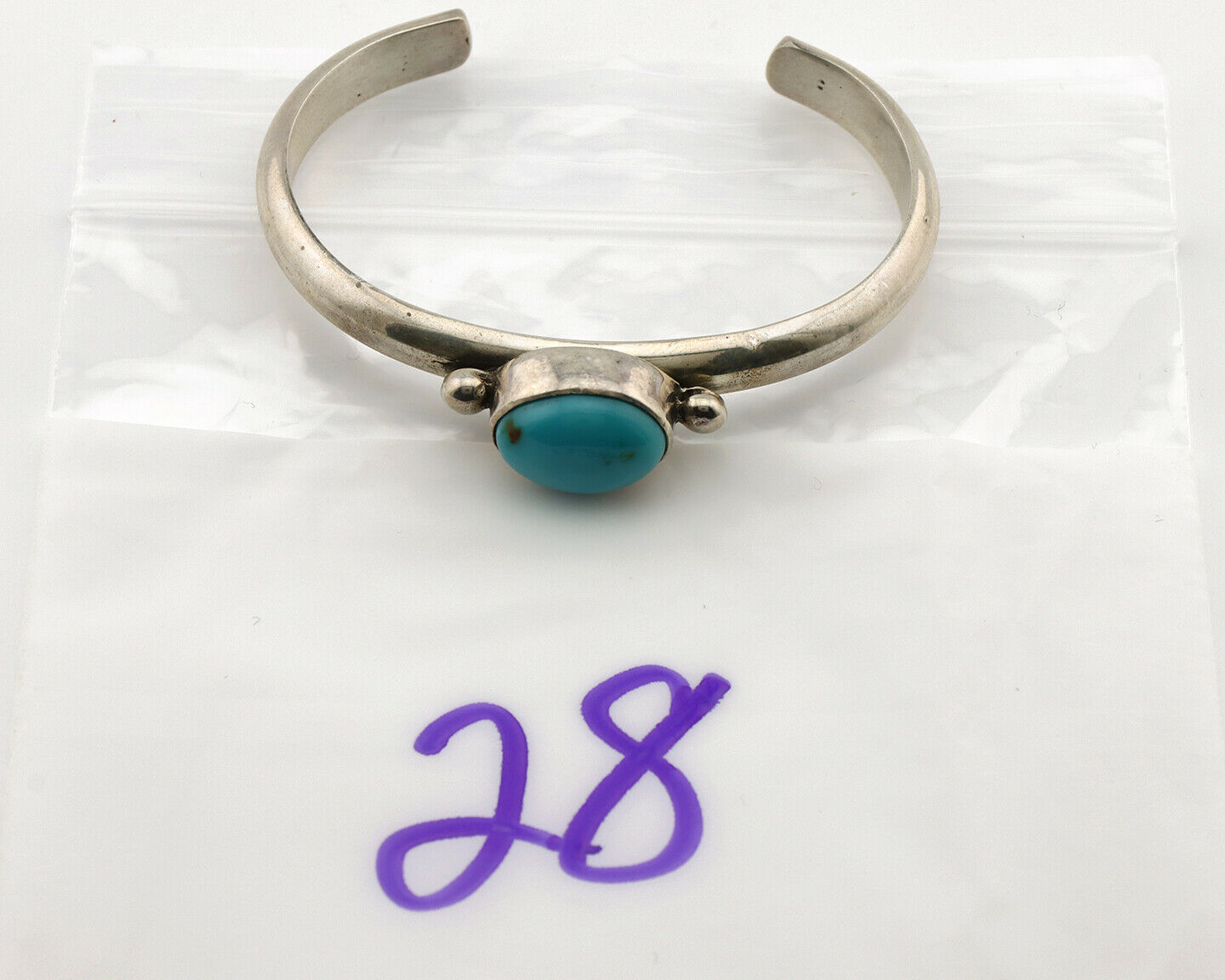 Navajo Bracelet .925 Silver Morenci Turquoise Native American Artist C.80's