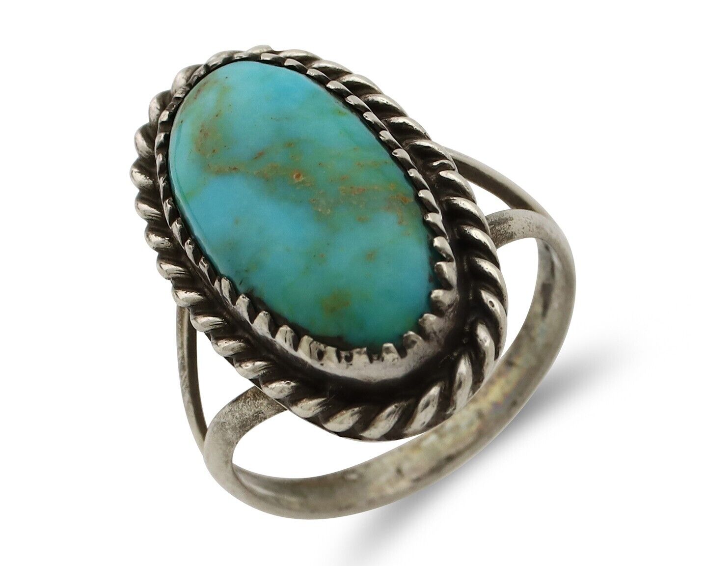 Navajo Handmade Ring 925 Silver Kingman Turquoise Artist Signed MC C.80's