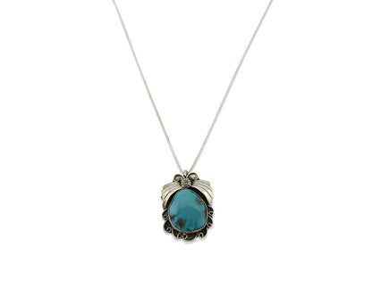 Navajo Necklace .925 Silver Morenci Turquoise Native American C.80's