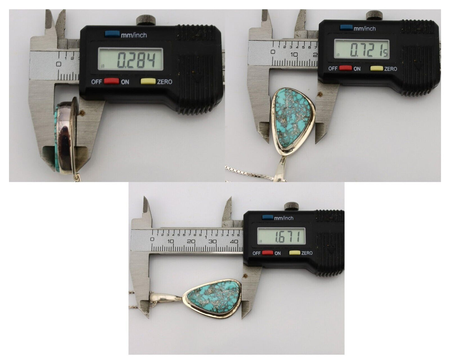 Navajo Necklace .925 Silver Fox Mine Turquoise Signed Doug Zachary C.1980's