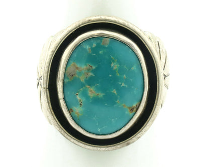 Navajo Ring .925 Silver Blue Gem Turquoise Artist Signed DZ C.80's
