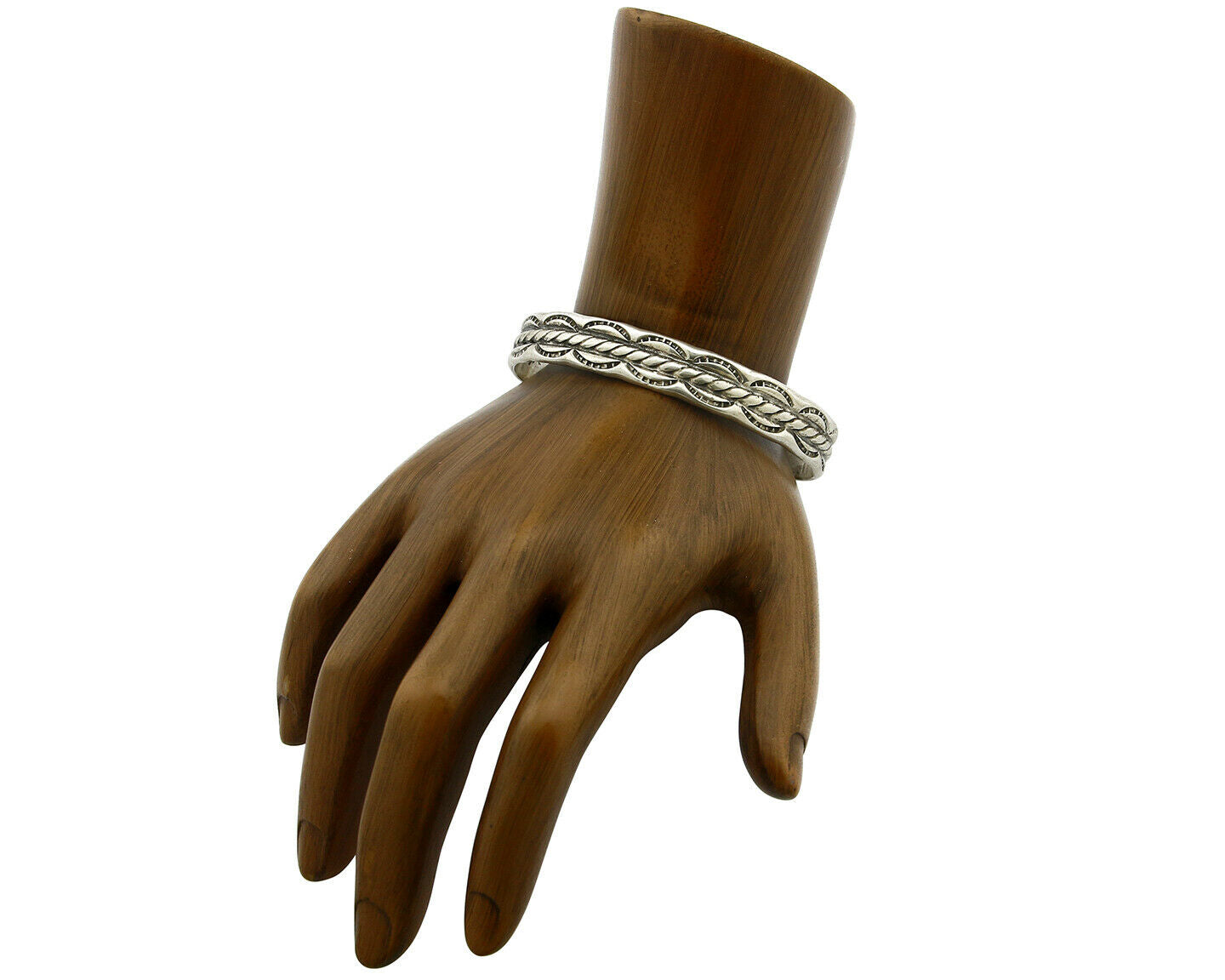 Navajo Bracelet .925 Silver Handmade Hand Stamped Signed Artist C Montoya C.80's