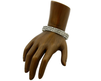 Navajo Bracelet .925 Silver Handmade Hand Stamped Signed Artist C Montoya C.80's
