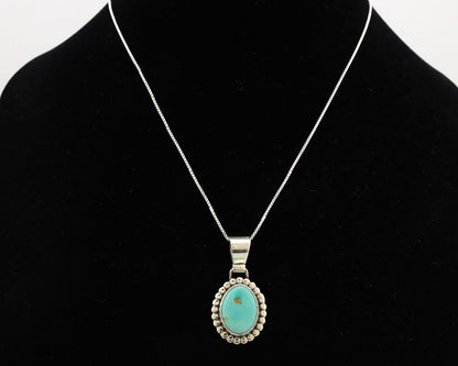 Navajo Necklace .925 Silver Kingman Turquoise Native American Signed C.1980's