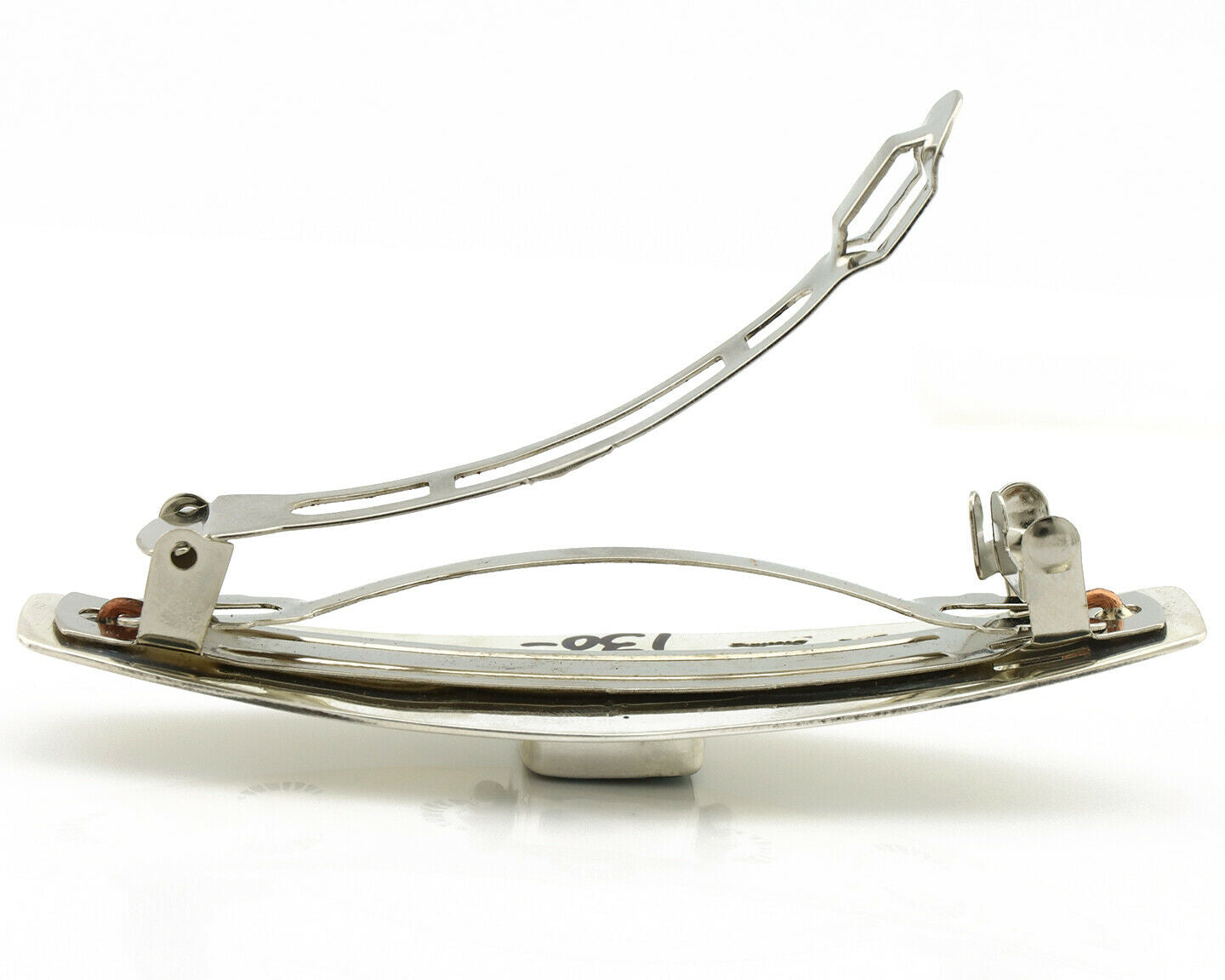 Navajo Hair Clip .925 Silver Green Spiderweb Turquoise Barrette C.80's