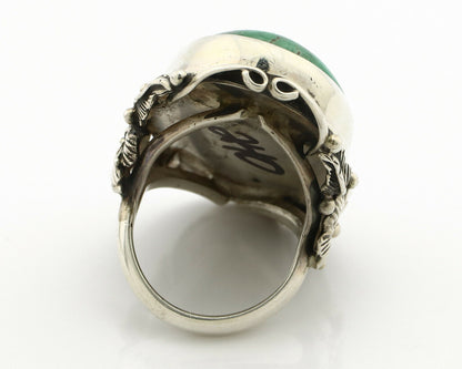 Navajo Ring .925 Silver Natural Green Turquoise Native Artist C.80's