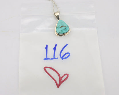 Navajo Necklace .925 Silver Fox Mine Turquoise Signed Doug Zachary C.1980's