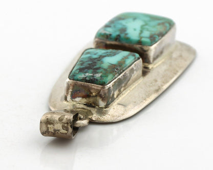 Navajo Necklace 925 Silver Blue Diamond Turquoise Signed C Montoya C.80's