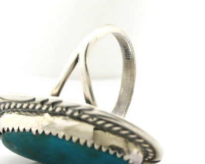 Navajo Ring 925 Silver Natural Blue Turquoise Native American Artist C.1980's