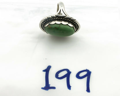 Navajo Ring .925 Silver Natural Uncolored Green Turquoise Signed Apache C.80's