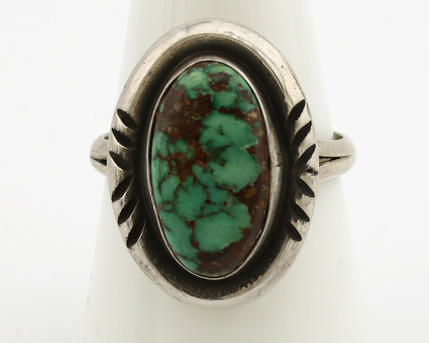 Navajo Ring .925 Silver Spiderweb Turquoise Native American Artist C.1980's