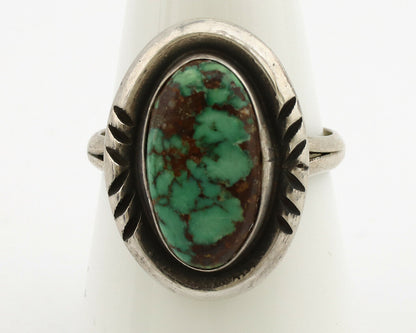 Navajo Ring .925 Silver Spiderweb Turquoise Native American Artist C.1980's