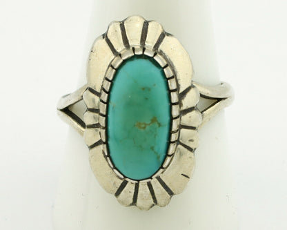 Navajo Ring .925 Silver Green Turquoise Artist Signed M Montoya C.80's