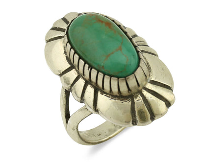 Navajo Ring .925 Silver Green Turquoise Signed M Montoya C.80's