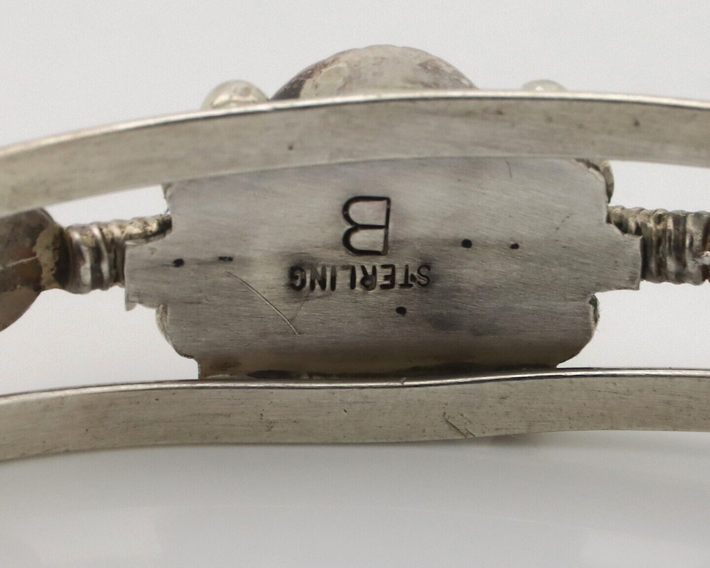 Navajo Bracelet 925 Silver Natural Pink Mussel Native American Signed Begay C80s