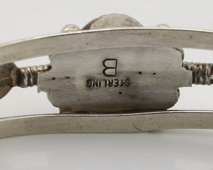 Navajo Bracelet 925 Silver Natural Pink Mussel Native American Signed Begay C80s