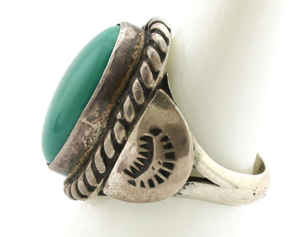 Navajo Handmade Ring 925 Silver Blue Turquoise Signed Native Artist C.80's
