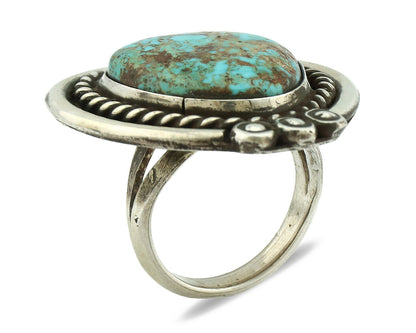 Navajo Ring .925 Silver Bisbee Turquoise Native American Artist C.80's