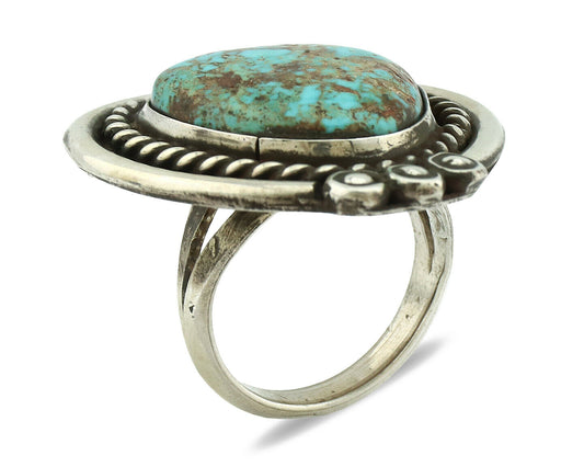 Navajo Ring .925 Silver Bisbee Turquoise Native American Artist C.80's