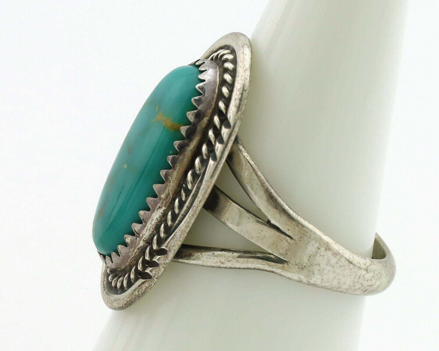 Navajo Ring .925 Silver Kingman Turquoise Native American Artist C.1980's