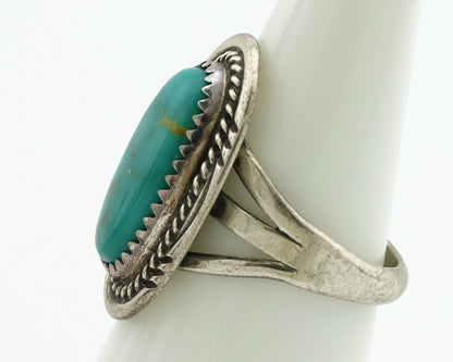Navajo Ring .925 Silver Kingman Turquoise Native American Artist C.1980's